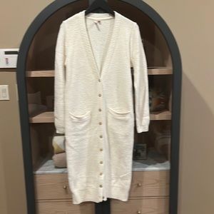 Anthropologie Pilcro Boucle Ivory Long Cardigan
